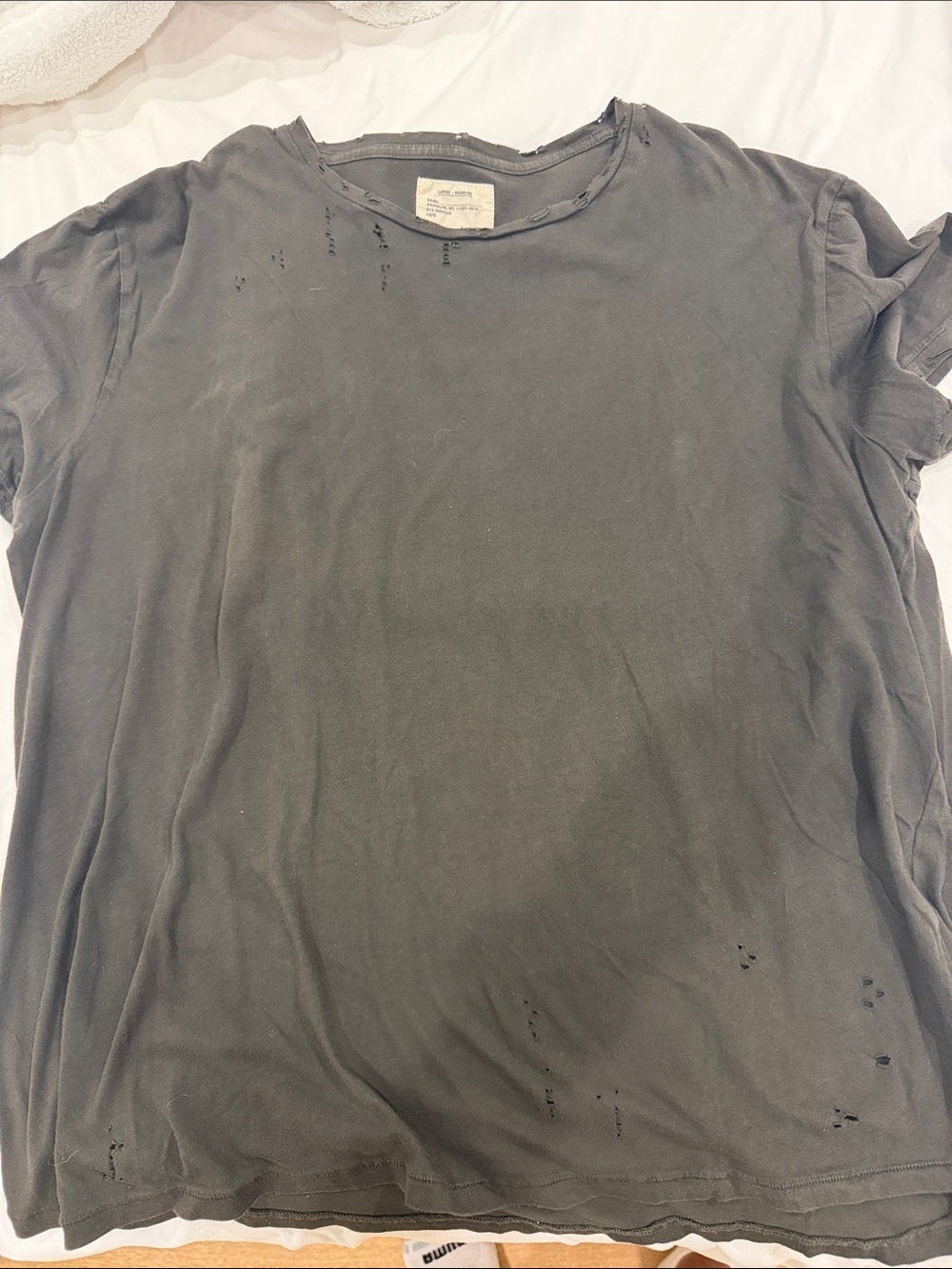 R13 Distressed Black Short-Sleeve Crew Tee